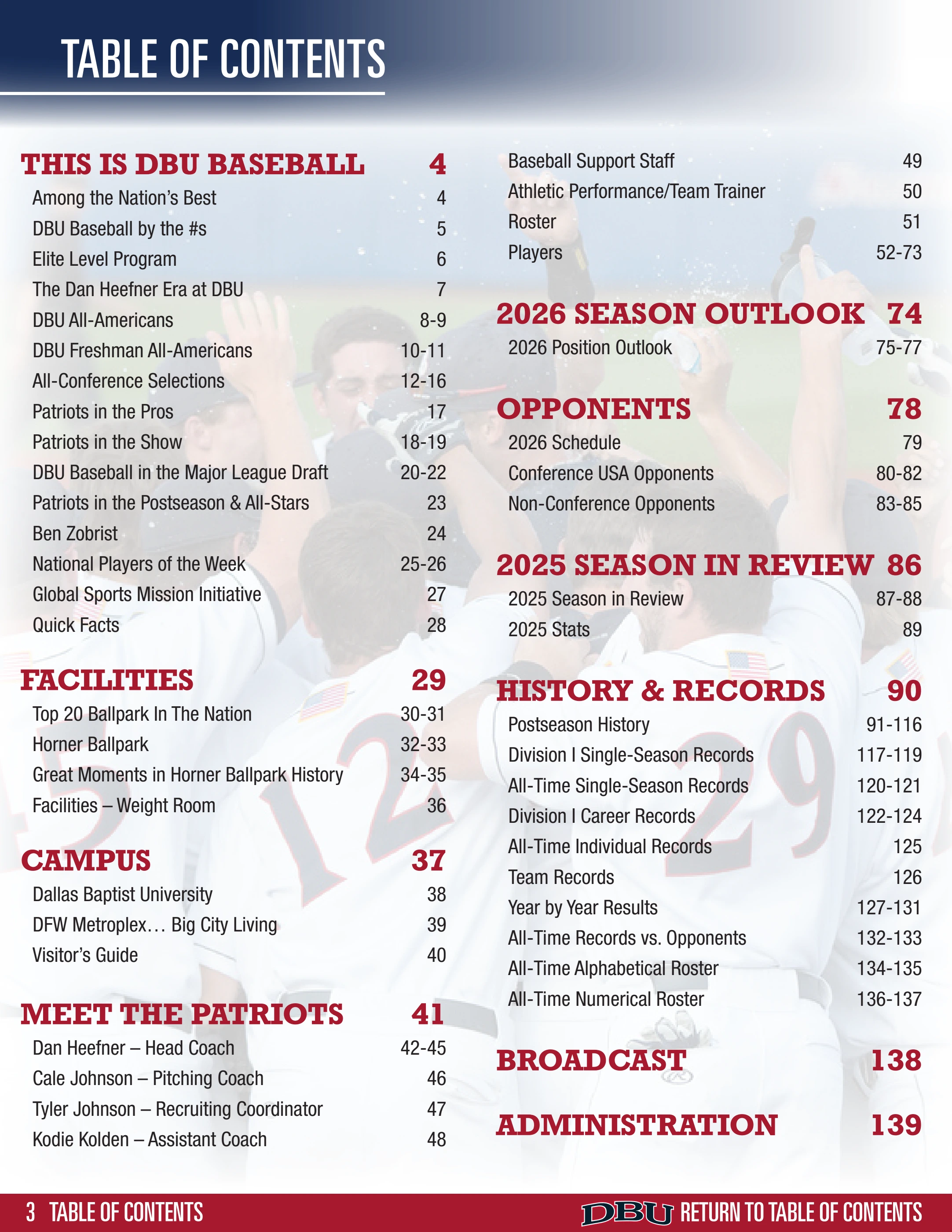 DBU Baseball 26 Media Guide